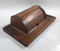 Vintage Cheese Bread Butter Wood Roll Top Box