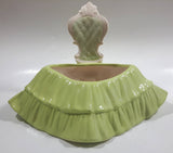 Vintage Victorian Lady in Light Green Dress and White Porcelain Dresser Trinket Box - Chips