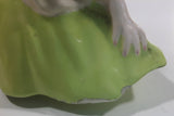 Vintage Victorian Lady in Light Green Dress and White Porcelain Dresser Trinket Box - Chips