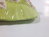 Vintage Victorian Lady in Light Green Dress and White Porcelain Dresser Trinket Box - Chips