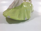 Vintage Victorian Lady in Light Green Dress and White Porcelain Dresser Trinket Box - Chips