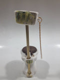 Miniature Vintage Style White Ceramic Toilet with Pull Chain Tank 4.75 Inch Tall