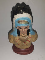 Small Hand Painted Indian Chief Aboriginal Ceramic Salt or Pepper Shaker (Single)