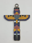 Aboriginal Totem Pole Shaped Enamel Metal Pendant