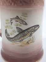 Vintage Gold Trimmed Rainbow Trout Fish Themed Ceramic Pottery Beer Stein Mug