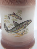 Vintage Gold Trimmed Rainbow Trout Fish Themed Ceramic Pottery Beer Stein Mug