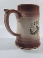 Vintage Gold Trimmed Rainbow Trout Fish Themed Ceramic Pottery Beer Stein Mug