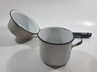 Antique Ladle Scooping Pot and Mug Cup Enamel Metal Set