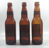 Vintage 9" Tall Lucky Lager Extra Dry Beer Amber Brown Glass Bottle Set of 3 - Faded