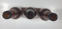 Vintage 9" Tall Lucky Lager Extra Dry Beer Amber Brown Glass Bottle Set of 3 - Faded