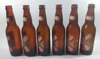 Vintage 9" Tall Lucky Lager Extra Dry Beer Amber Brown Glass Bottle Set of 6