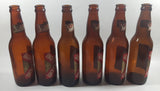 Vintage 9" Tall Lucky Lager Extra Dry Beer Amber Brown Glass Bottle Set of 6