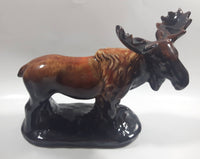 Vintage Drip Glaze Dark Brown Moose Pottery Sculpture