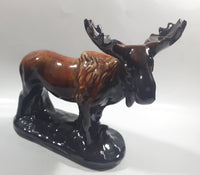 Vintage Drip Glaze Dark Brown Moose Pottery Sculpture