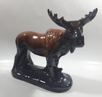 Vintage Drip Glaze Dark Brown Moose Pottery Sculpture