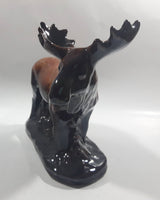 Vintage Drip Glaze Dark Brown Moose Pottery Sculpture