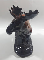 Vintage Drip Glaze Dark Brown Moose Pottery Sculpture