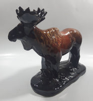 Vintage Drip Glaze Dark Brown Moose Pottery Sculpture