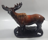 Vintage Drip Glaze Dark Brown Moose Pottery Sculpture