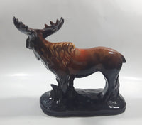 Vintage Drip Glaze Dark Brown Moose Pottery Sculpture