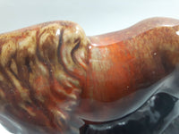 Vintage Drip Glaze Dark Brown Moose Pottery Sculpture