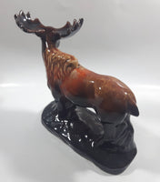 Vintage Drip Glaze Dark Brown Moose Pottery Sculpture