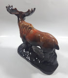 Vintage Drip Glaze Dark Brown Moose Pottery Sculpture