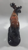 Vintage Drip Glaze Dark Brown Moose Pottery Sculpture