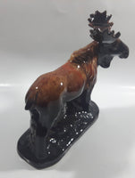 Vintage Drip Glaze Dark Brown Moose Pottery Sculpture