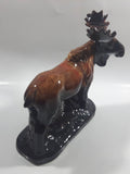 Vintage Drip Glaze Dark Brown Moose Pottery Sculpture