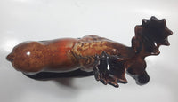 Vintage Drip Glaze Dark Brown Moose Pottery Sculpture