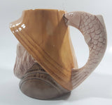 Vintage Toby Style Fisherman Face Ceramic Pottery Stein Mug Cup with Fish Handle