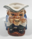 Vintage Toby Style Face Head Hand Painted Ceramic Pottery Figurine Mug Cup 2 1/2" Tall