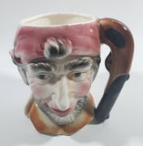 Vintage Toby Style Pirate Face Ceramic Pottery Stein Mug Cup with Pistol Gun Handle 5" Tall