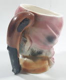 Vintage Toby Style Pirate Face Ceramic Pottery Stein Mug Cup with Pistol Gun Handle 5" Tall