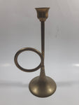 Vintage Trumpet Shaped Brass Metal Candle Holder 8" Tall