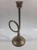 Vintage Trumpet Shaped Brass Metal Candle Holder 8" Tall