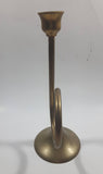 Vintage Trumpet Shaped Brass Metal Candle Holder 8" Tall