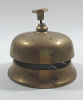 Antique Hotel Front Desk Customer Service Heavy Brass Counter Top Bell 3 5/8" Diameter