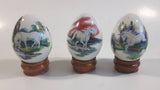 Vintage Unicorn Themed 11 Porcelain Eggs With Wooden Stands + 5 Extra Stands