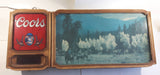 Rare Full Version Vintage 1981 Adolph Coors Beer Western Cowboy Themed Print Attachment Light Up Electric Large 38" Wide Wall Sign