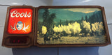Rare Full Version Vintage 1981 Adolph Coors Beer Western Cowboy Themed Print Attachment Light Up Electric Large 38" Wide Wall Sign