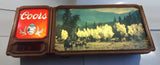 Rare Full Version Vintage 1981 Adolph Coors Beer Western Cowboy Themed Print Attachment Light Up Electric Large 38" Wide Wall Sign