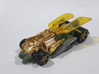 2010 Hot Wheels Insectirides Draggin' Tail Green and Chrome Gold Die Cast Toy Car Vehicle