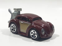 2010 Hot Wheels Volkswagen Beetle (Tooned) Metalflake Dark Red Die Cast Toy Car Vehicle