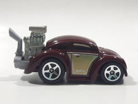 2010 Hot Wheels Volkswagen Beetle (Tooned) Metalflake Dark Red Die Cast Toy Car Vehicle