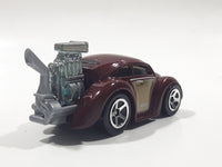 2010 Hot Wheels Volkswagen Beetle (Tooned) Metalflake Dark Red Die Cast Toy Car Vehicle