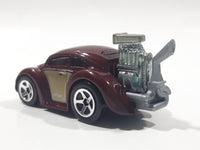 2010 Hot Wheels Volkswagen Beetle (Tooned) Metalflake Dark Red Die Cast Toy Car Vehicle