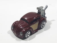 2010 Hot Wheels Volkswagen Beetle (Tooned) Metalflake Dark Red Die Cast Toy Car Vehicle