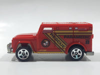 2010 Hot Wheels Race World City Armored Truck Paramedic Rescue Red Die Cast Toy Car Vehicle with Opening Rear Door